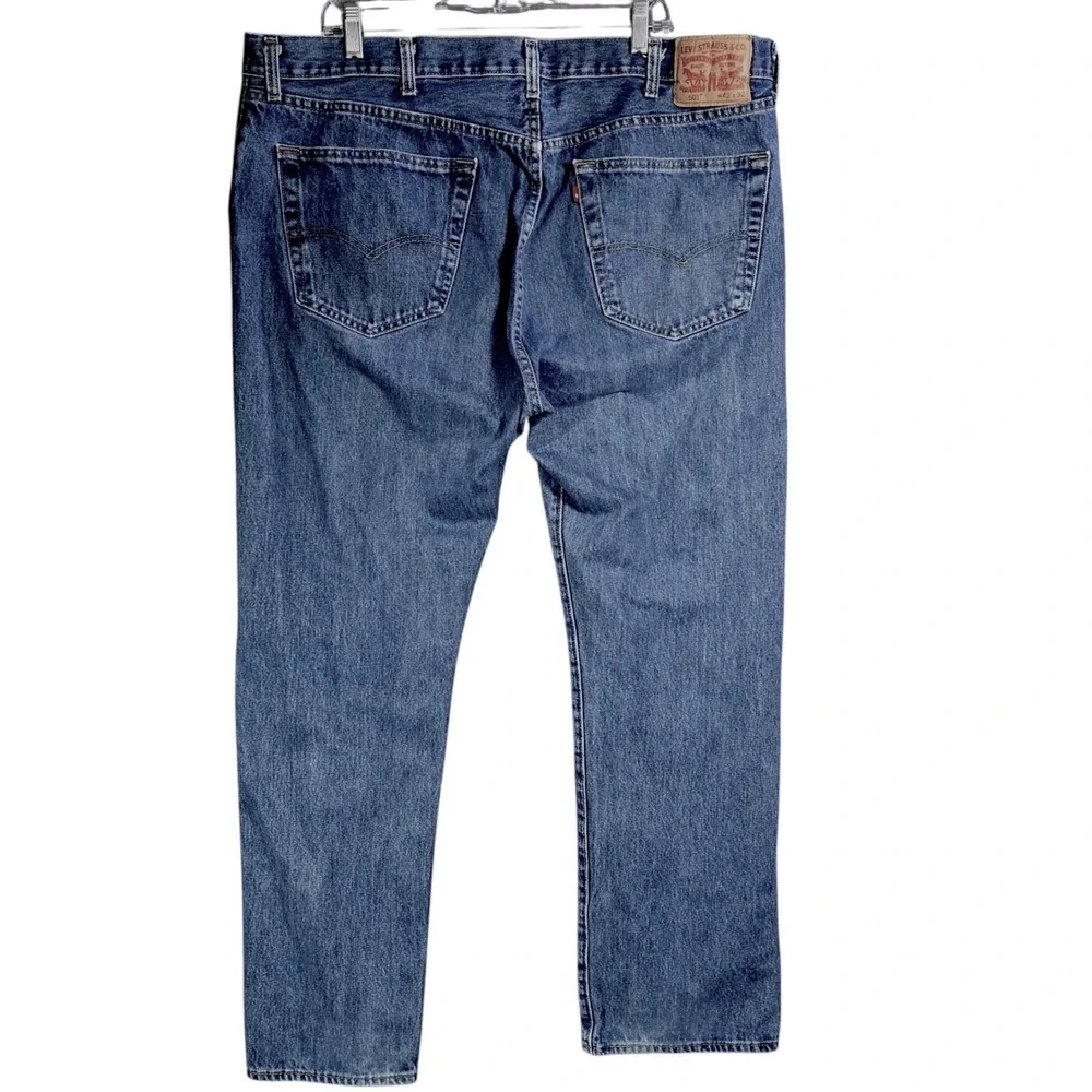 Levis 501 Original Fit Mens Blue Denim Jeans 42x32 Button Fly Medium Wash